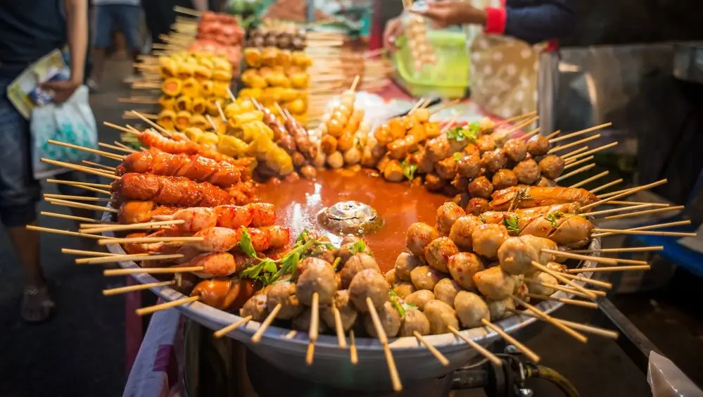 Bangkok street food stall at night