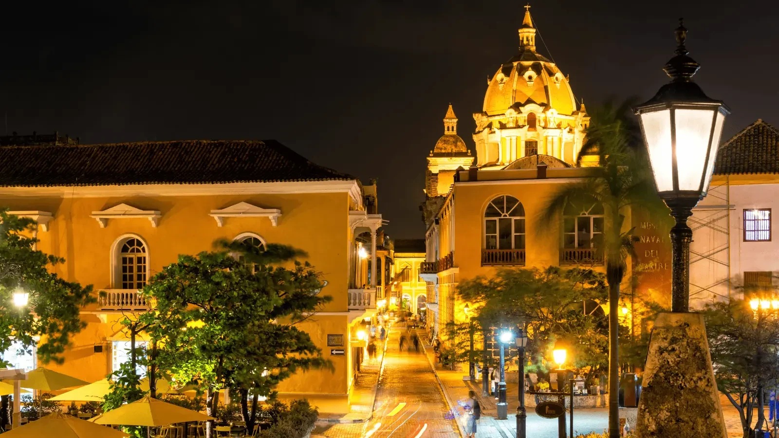 Cartagena's old town streets at night