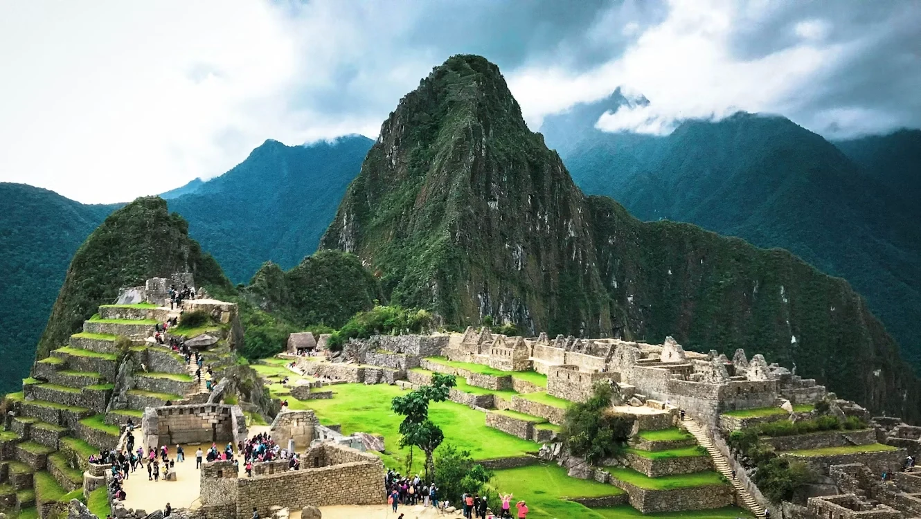 Machu Picchu ruins in the Andes mountains